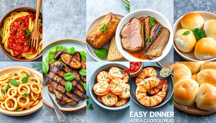 Collage of easy dinner ideas for a tasty meal.