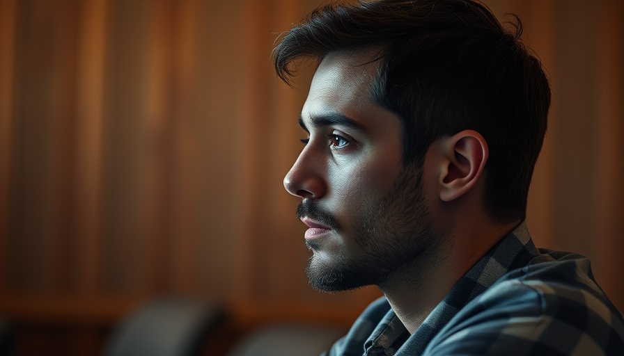Thoughtful man at AI Film Festival with focused gaze.
