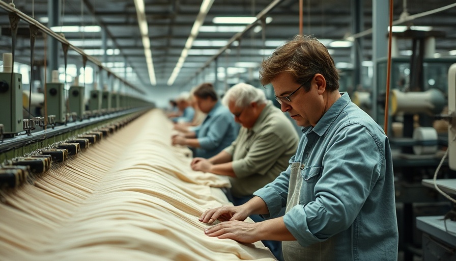 Factory workers in a textile workshop highlighting impact of China tariffs.