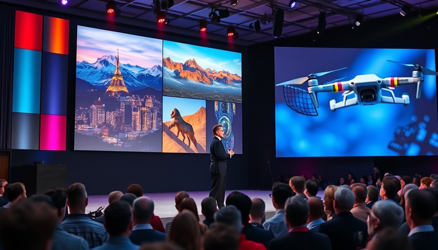 Stage presentation on Playable World Models with diverse images.