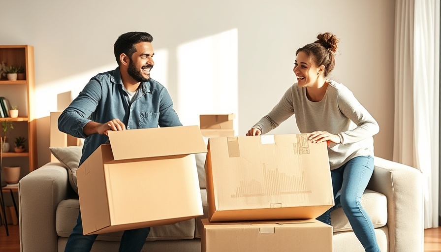 People packing boxes in a sunlit living room