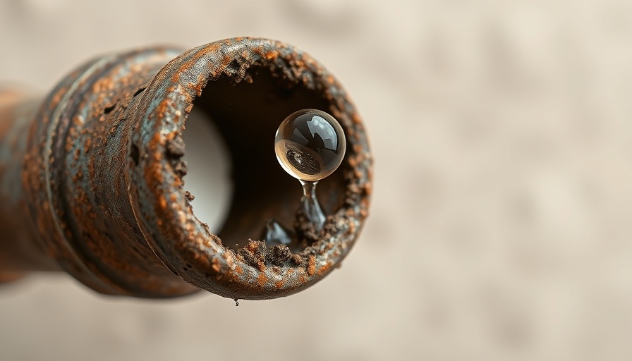 Close-up of leaking corroded copper pipe indicating burst pipe emergency.