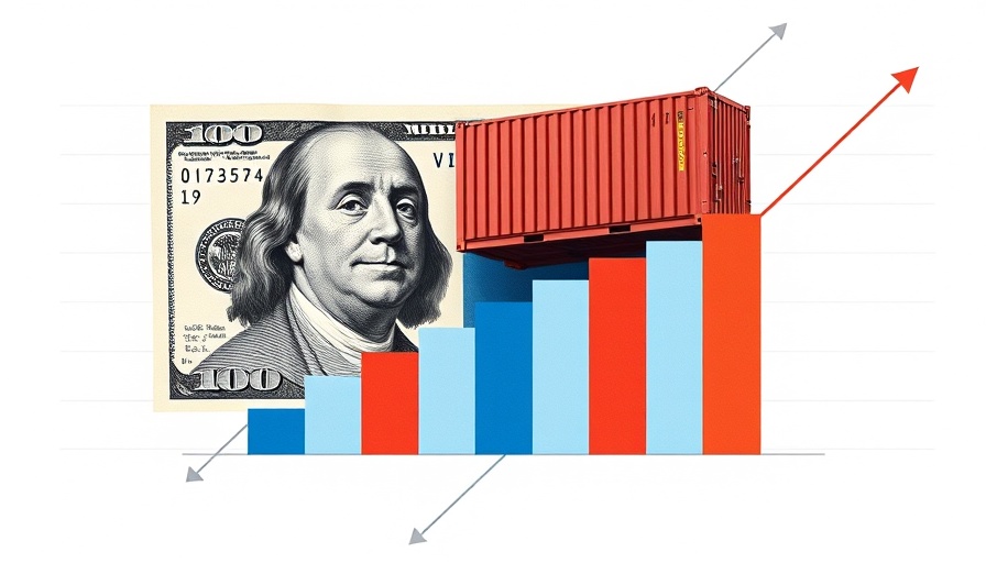 US dollar, container, and bar chart symbolize US tariff receipts surge.