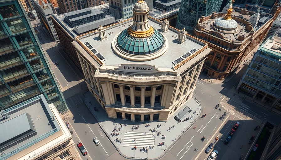 Aerial view of the London Stock Exchange highlighting urban architecture.