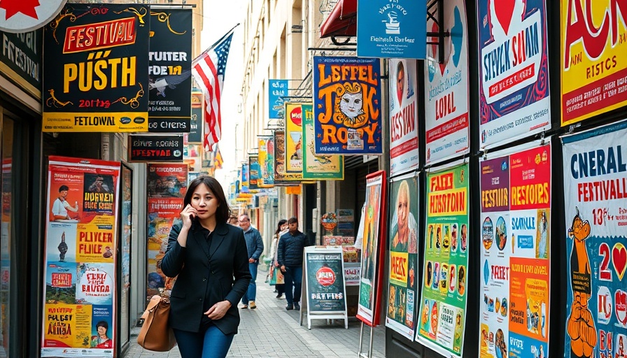 Festival posters in Edinburgh with corporate sponsorship