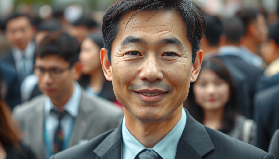 Close-up of man in dark suit at an outdoor event.