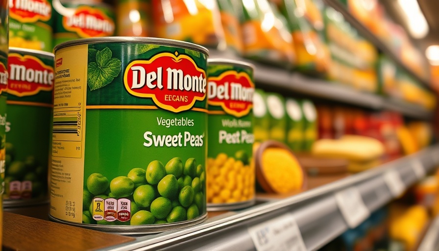 Del Monte canned goods on shelf amid bankruptcy concerns.
