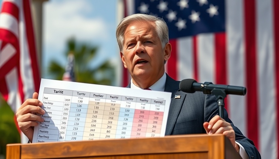 Prominent figure presenting tariff chart, Trump July 9 tariff deadline.