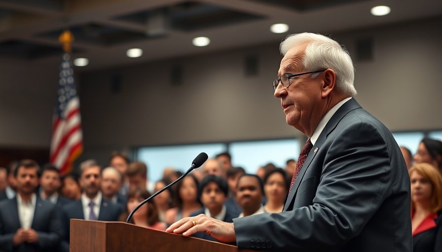 Leader addressing the American energy crisis at a public event.