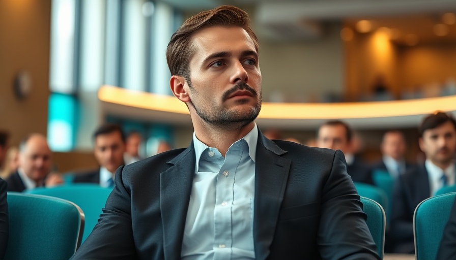 Confident businessman at formal event discussing business success