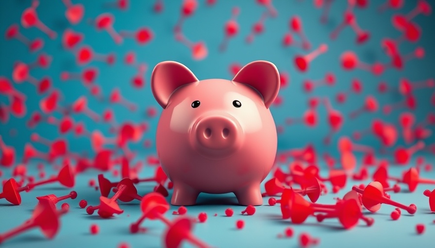 3D piggy bank surrounded by darts symbolizes business startup funding.