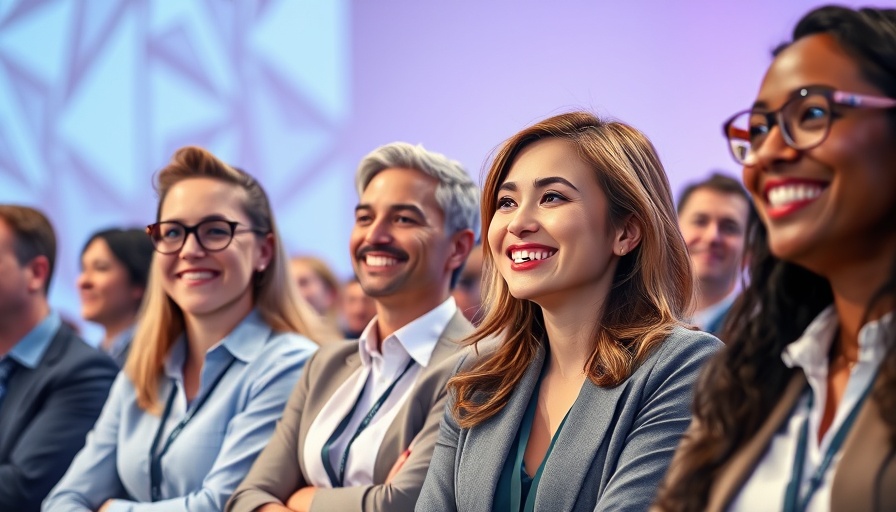 Joyful business professionals at Tech Conference on startup funding.