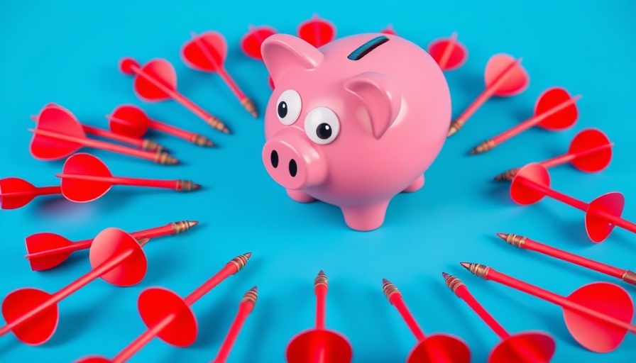 Pink piggy bank with darts representing buy a bank concept.