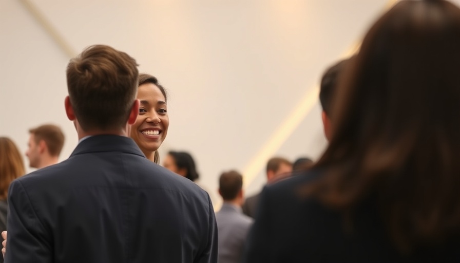 Business startup funding event banner with smiling professional.