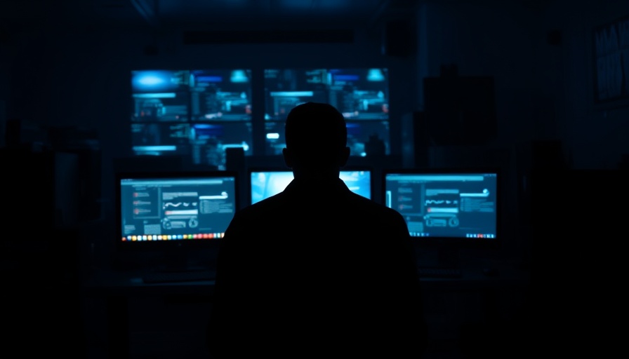 Silhouette with computer screens in tech controversy scene.