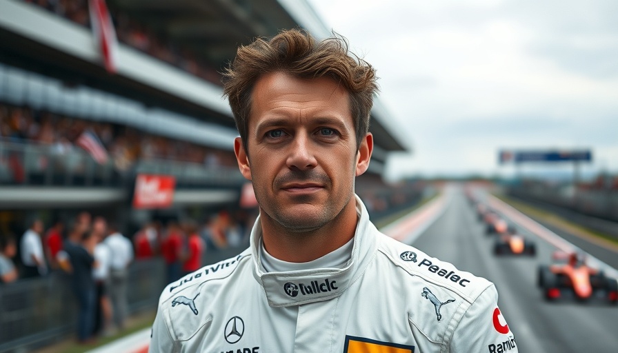 Race car driver on Formula 1 track, Apple Formula 1 movie scene.