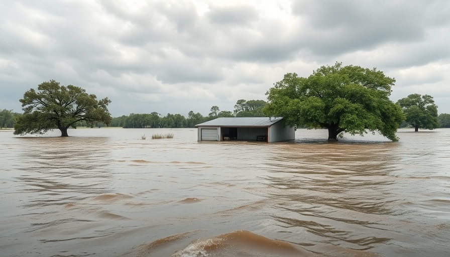 Texas floods submerge warehouse under intense waters.