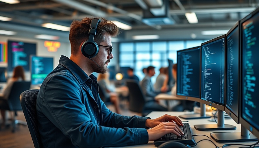 Programmer at a Silicon Valley startup coding in an office.
