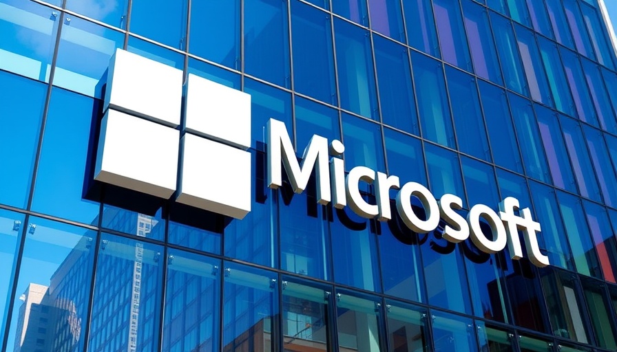 Microsoft logo on modern building representing operations in Pakistan.