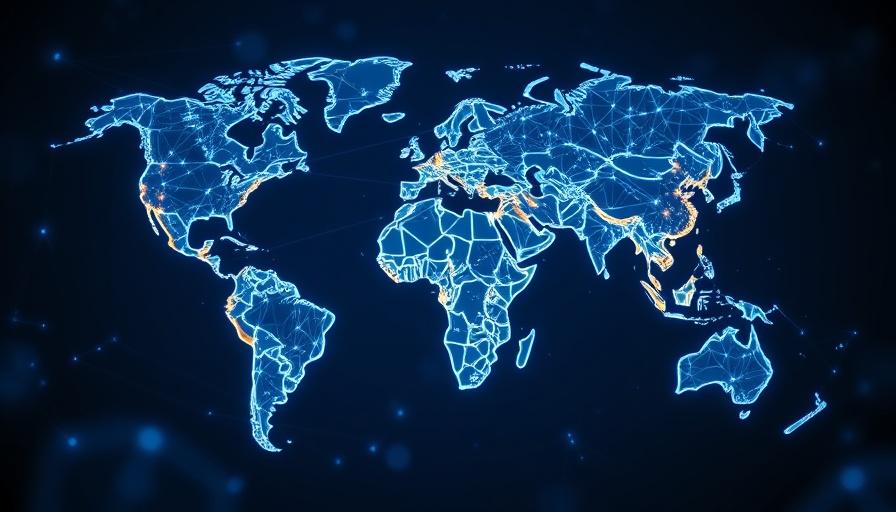 Digital world map showing global network, linked by glowing lines.