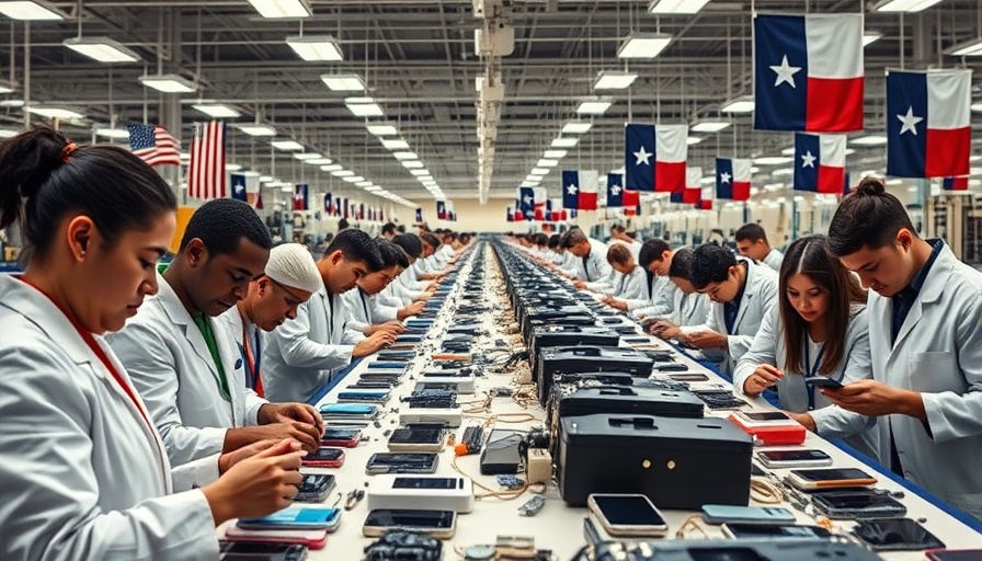 American-made smartphone manufacturing factory with workers.