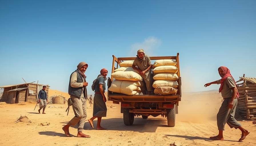 Men unload sacks in West Bank desert, Israel's quiet war context.