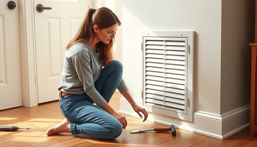 Woman updating air return vent cover with tools
