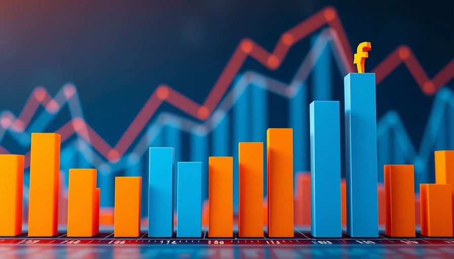 Mexico sterile fly plant concept with colorful financial bar graph.