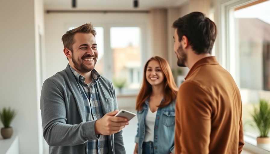 Real estate agent showing house to couple - house hunting checklist for buyers.