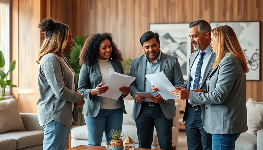 Real estate agent discussing paperwork with clients. Learn how to choose the right real estate agent.