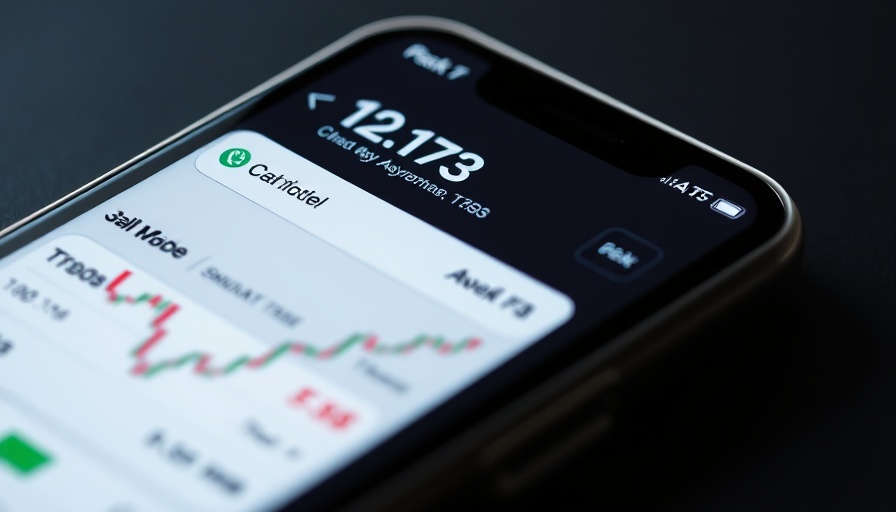 Visual of stock trading app interface with alert notification.