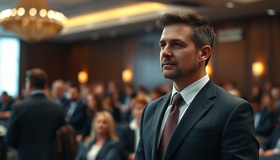 Man in business suit pondering at conference related to Tesla corporate governance strategies.