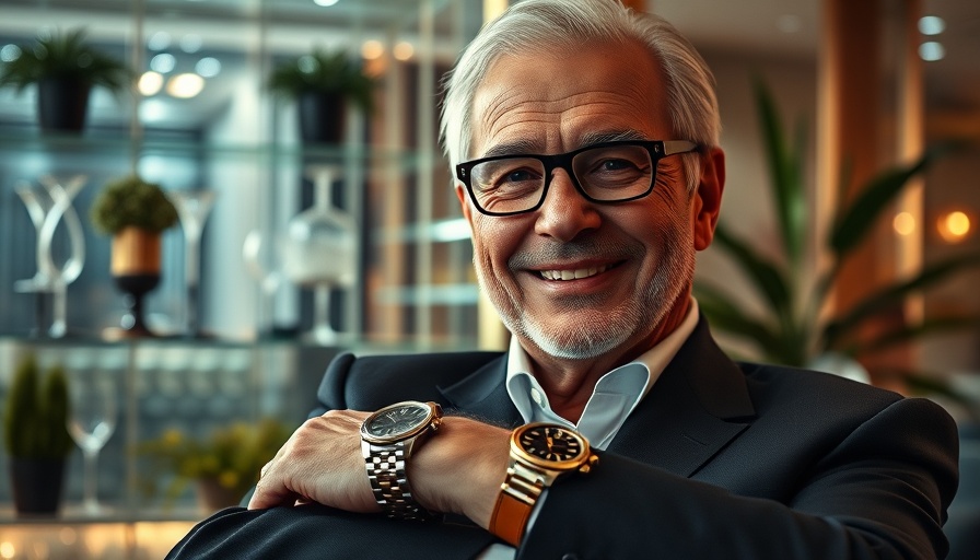 Older man with luxury watches at an elegant party, Kevin O’Leary Millionaire Moment
