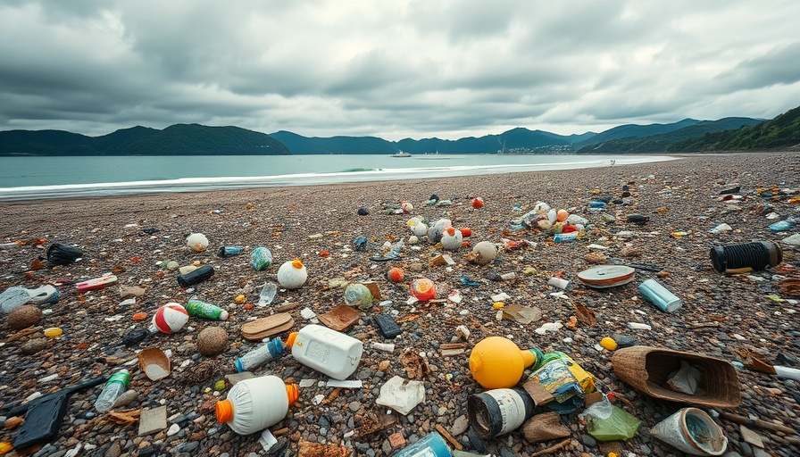 Polluted beach highlighting ocean preservation economic benefits.