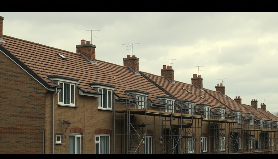 UK housebuilders competition probe: construction site with scaffolding.