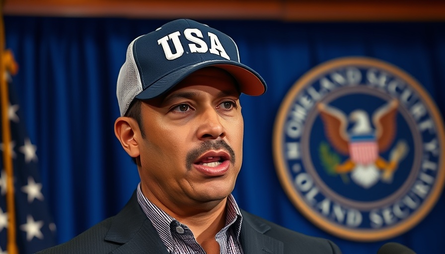 Confident man at press conference with FEMA backdrop, phasing out FEMA.