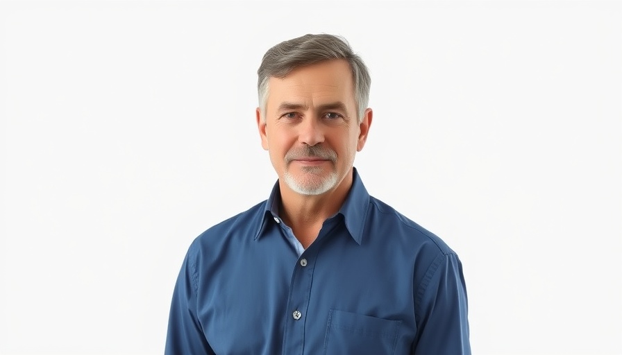 Middle-aged man in a blue shirt, neutral expression, retirement news.