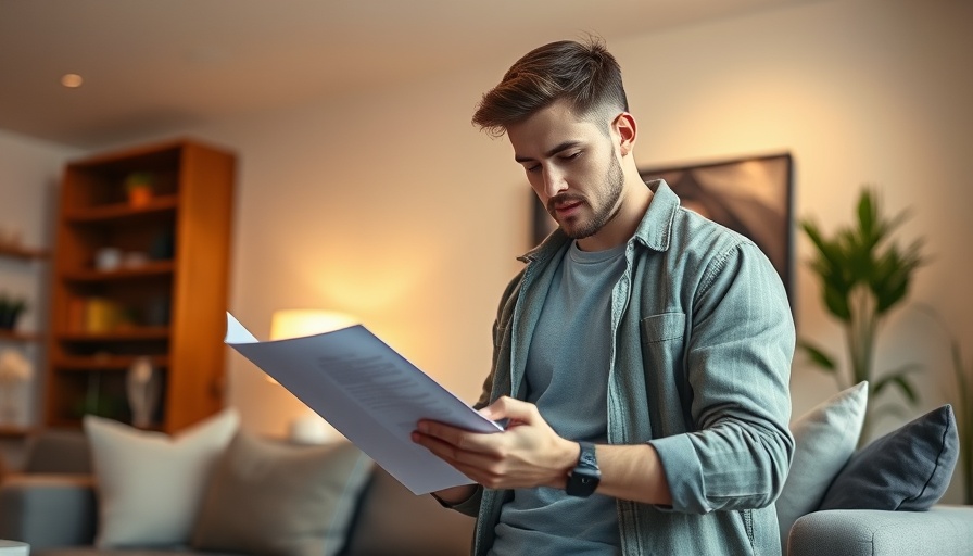Man reviewing documents on laptop with focused expression, related to lender credit checks.