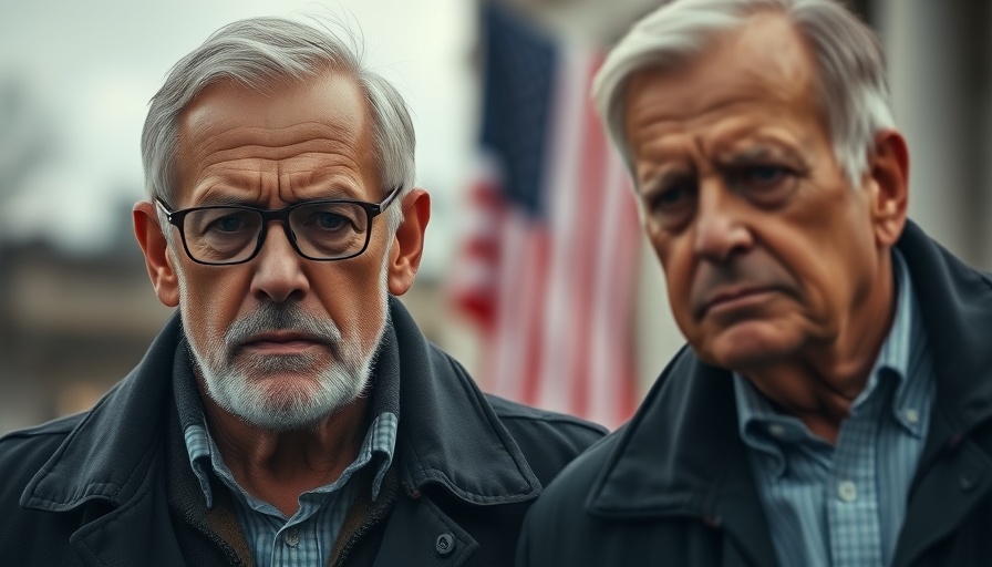 Fed independence under Trump depicted with two serious older men outdoors.