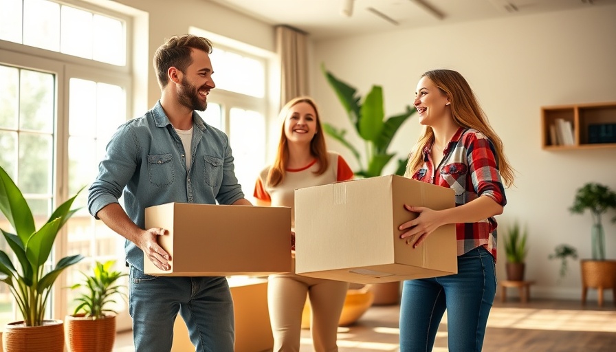 Young couple moving into a bright living room, symbolizing steps to get pre-approved for a home loan.