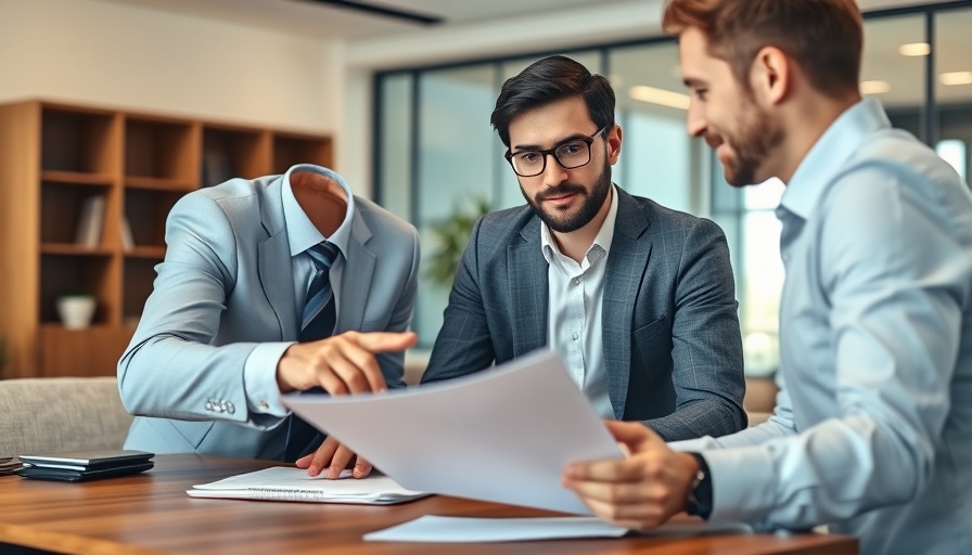Professionals discussing joint tenancy documents in office setting.