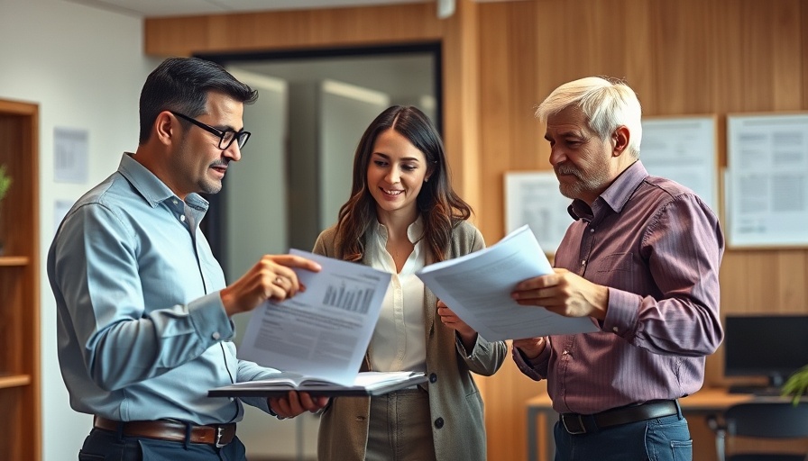 Joint tenancy discussion with papers on a table.
