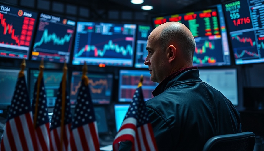 Bay Area business news analyst in trading room with monitors