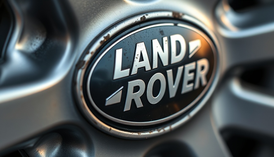 Jaguar Land Rover vehicle recall: worn Land Rover wheel logo close-up.