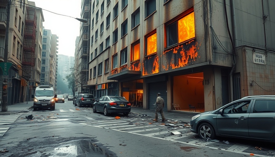 Drone attack damage on urban building in Ukraine
