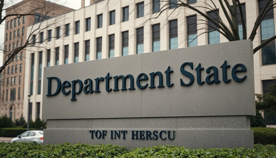 Department of State sign under overcast sky, highlighting investment impact