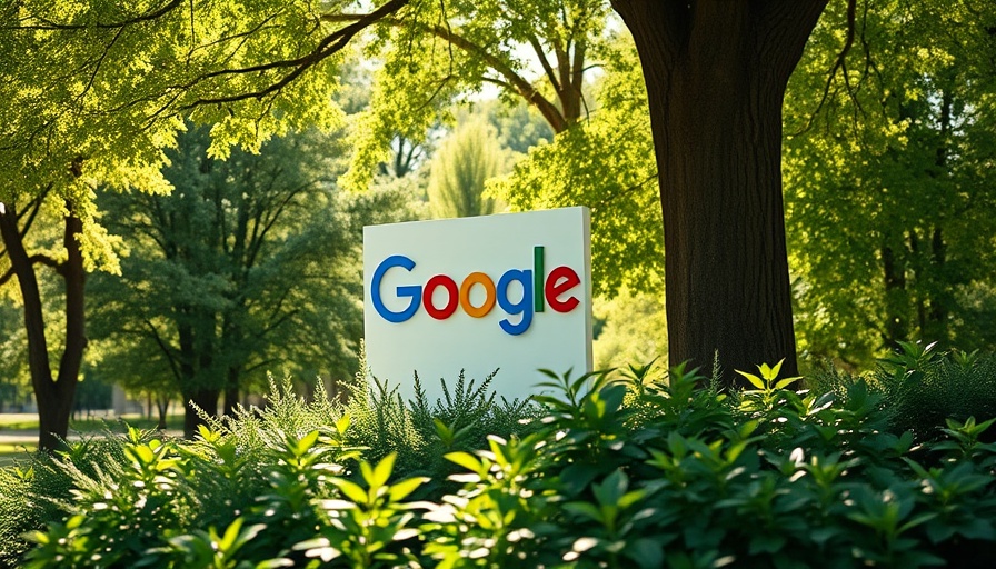 Google sign amidst greenery, showcasing AI coding advancements.
