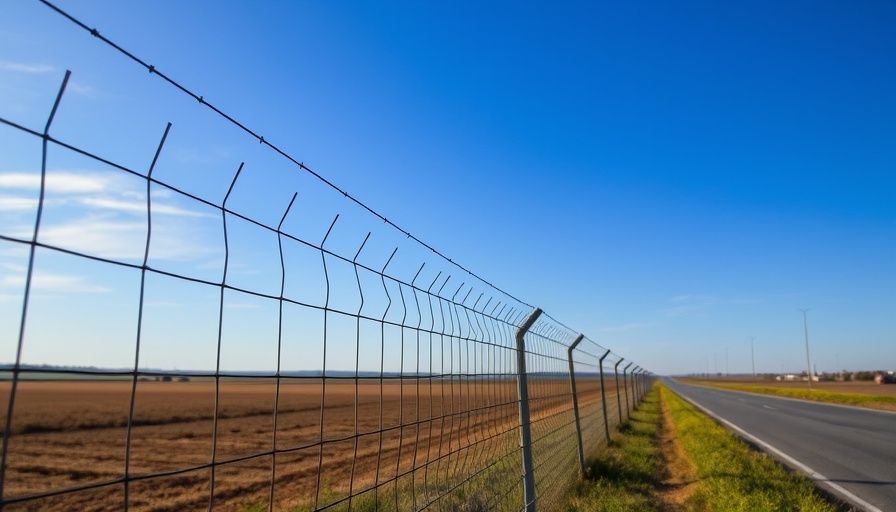 Wire fence on rural road with clear sky, West Bank.