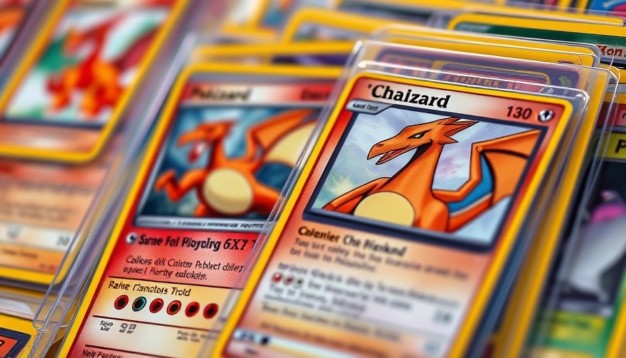 Close-up of Gen Z Pokémon cards, featuring Charizard, in protective cases.