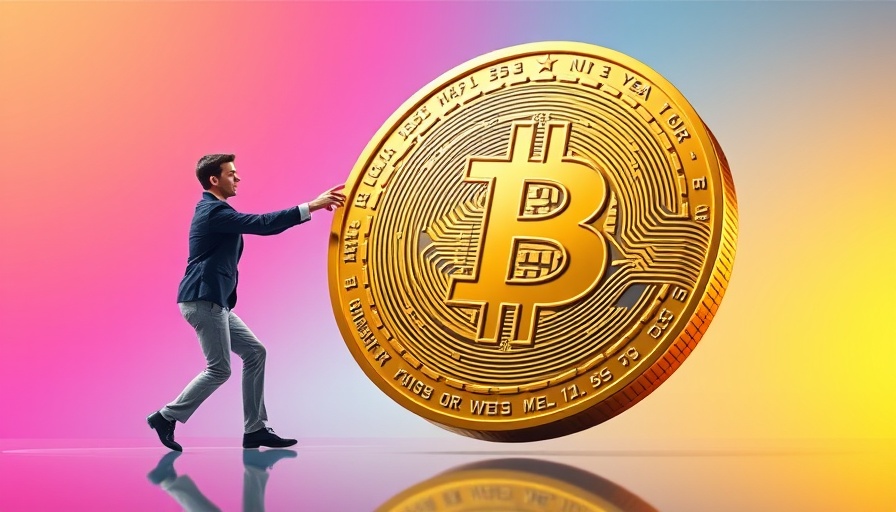 Man pushing a giant Bitcoin coin, symbolizing Crypto Infrastructure Startup Zerohash.